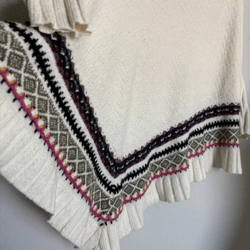 Anthropologie Sleeping on Snow Woodland Stroll poncho sweater S boho softgirl